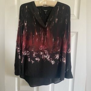 Simply Vera Wang Black and Red Floral Blouse